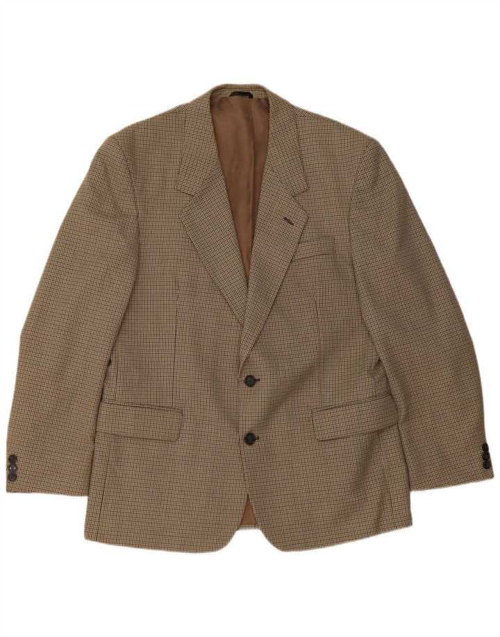 Bersani Mens 2 Button Blazer Jacket UK 40 Large Brown Houndstooth Polyester