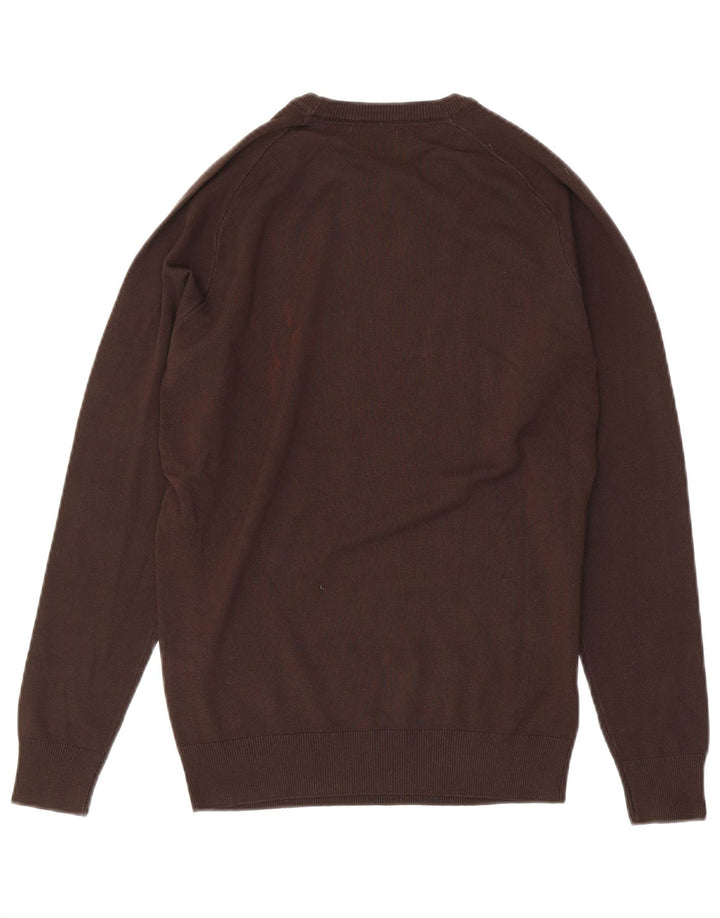 DATCH Mens Crew Neck Jumper Sweater Small Brown Viscose