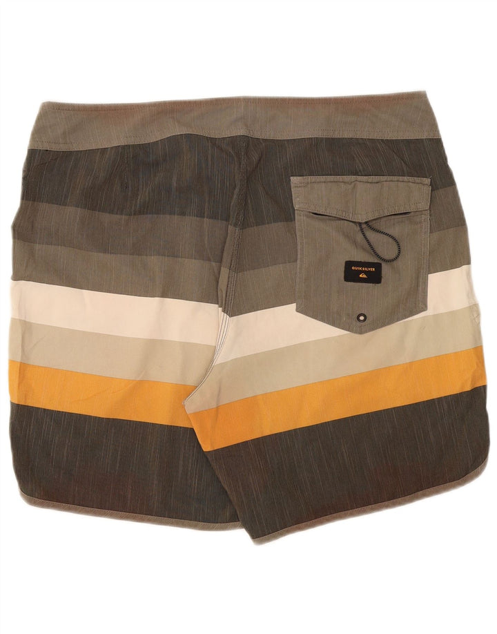 Quiksilver Mens Swimming Shorts Large  Grey Striped Polyester