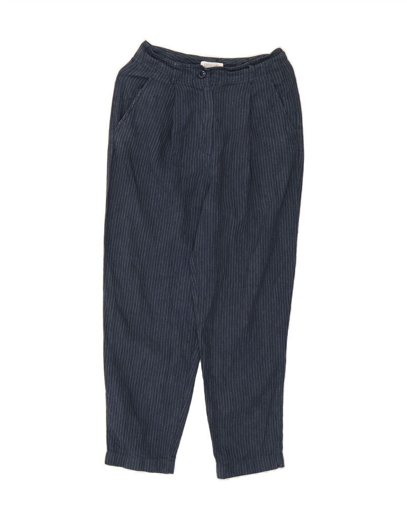 TOAST Womens Pegged Cropped Trousers W28 L26 Navy Blue Striped Linen Vintage Toast and Second-Hand Toast from Messina Hembry 