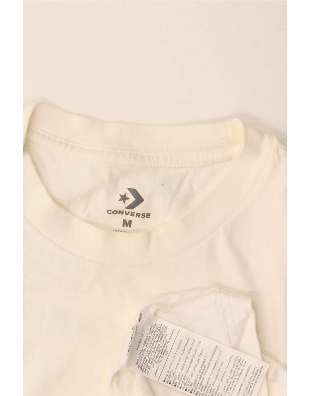 Converse Mens Graphic Top Long Sleeve Medium White Cotton