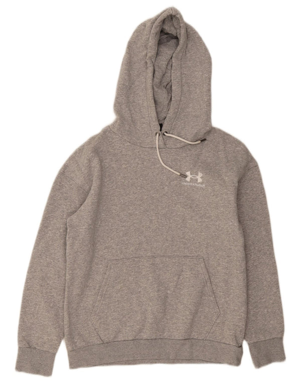 Under Armour Womens Oversized Hoodie Jumper UK 6 XS Grey Flecked Cotton