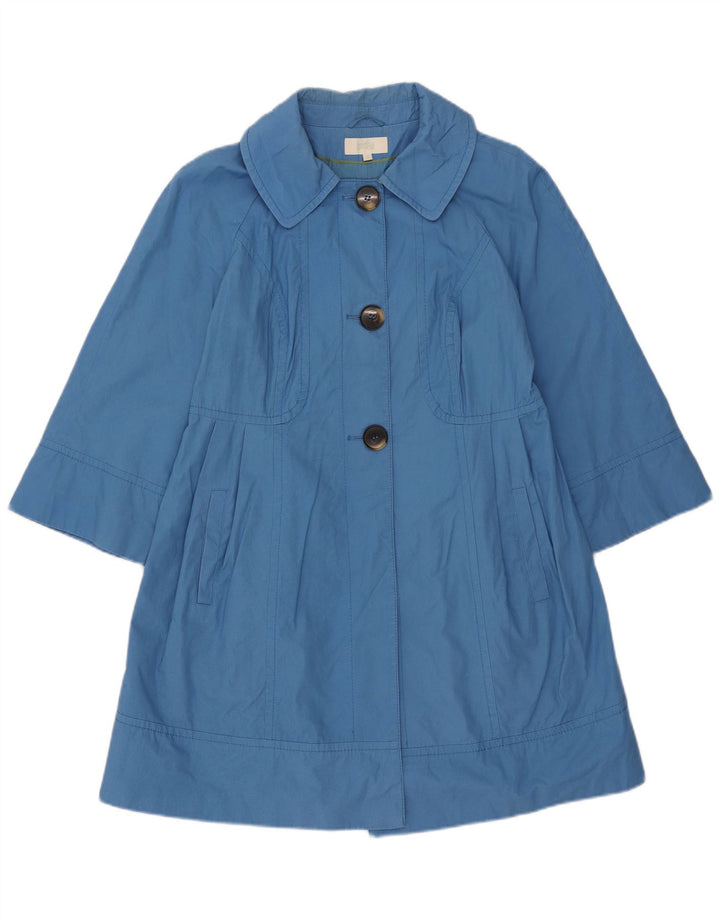 Marks & Spencer Womens 3/4 Sleeve Overcoat UK 12 Medium Blue Cotton