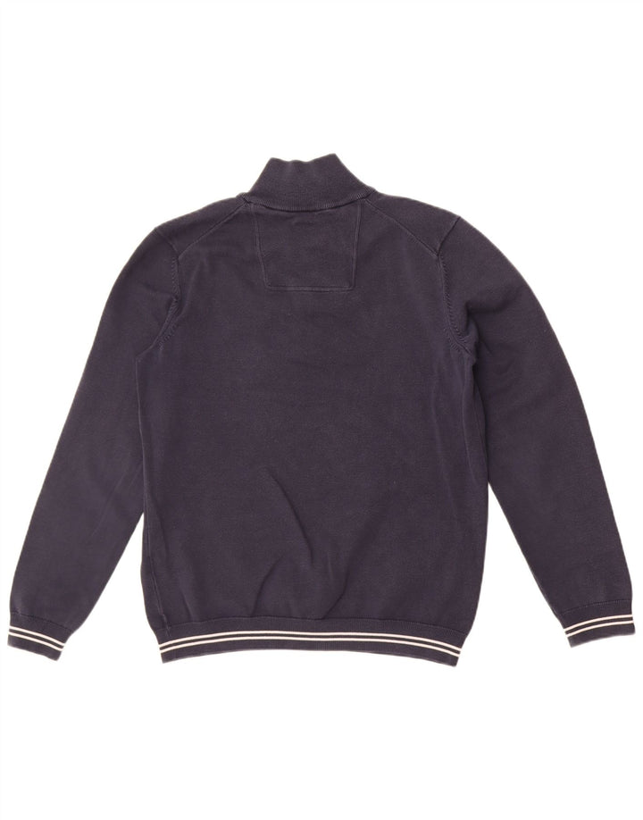 Hugo Boss Mens Zip Neck Sweatshirt Jumper Medium Navy Blue Cotton