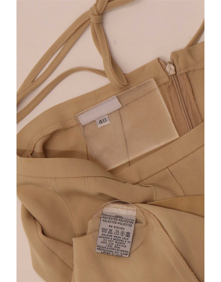 Stefanel Womens Midi Skirt IT 40 Small W26 Beige Polyester
