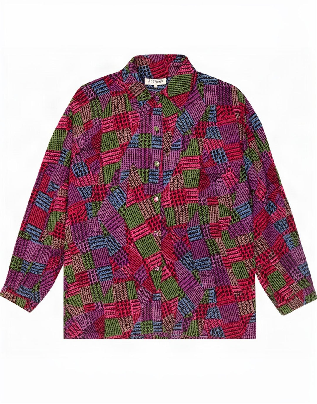 Opera Womens Shirt Blouse UK 14 Medium Multicoloured Geometric Acetate