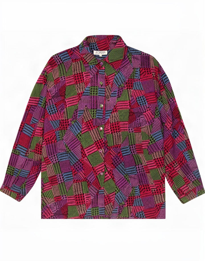 Opera Womens Shirt Blouse UK 14 Medium Multicoloured Geometric Acetate