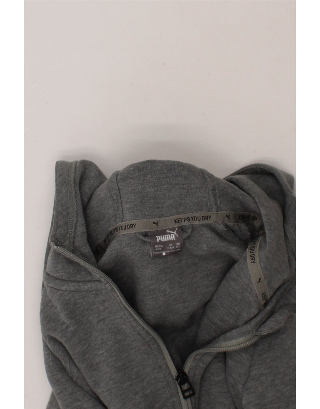 PUMA Boys Zip Hoodie Sweater 11-12 Years Grey Cotton Vintage Puma and Second-Hand Puma from Messina Hembry 