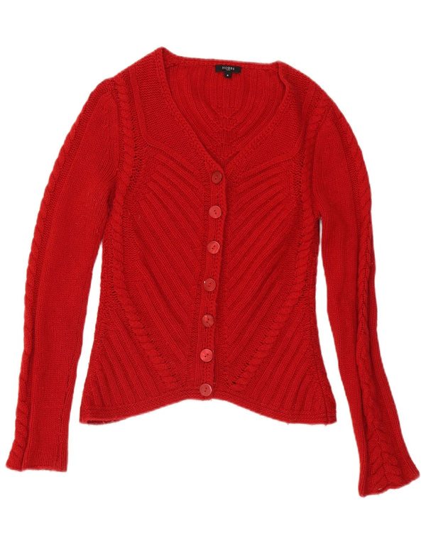 Hobbs Womens Cardigan Sweater UK 8 Small Red Lambswool