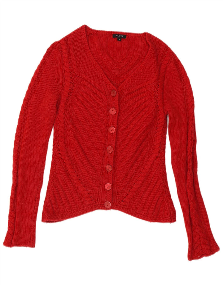 Hobbs Womens Cardigan Sweater UK 8 Small Red Lambswool