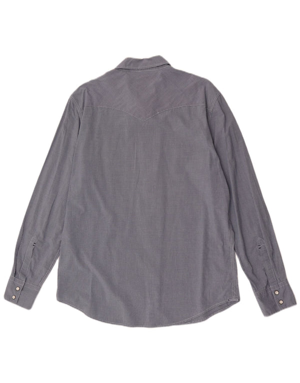 Levi's Mens Slim Fit Shirt Large Navy Blue Gingham Cotton