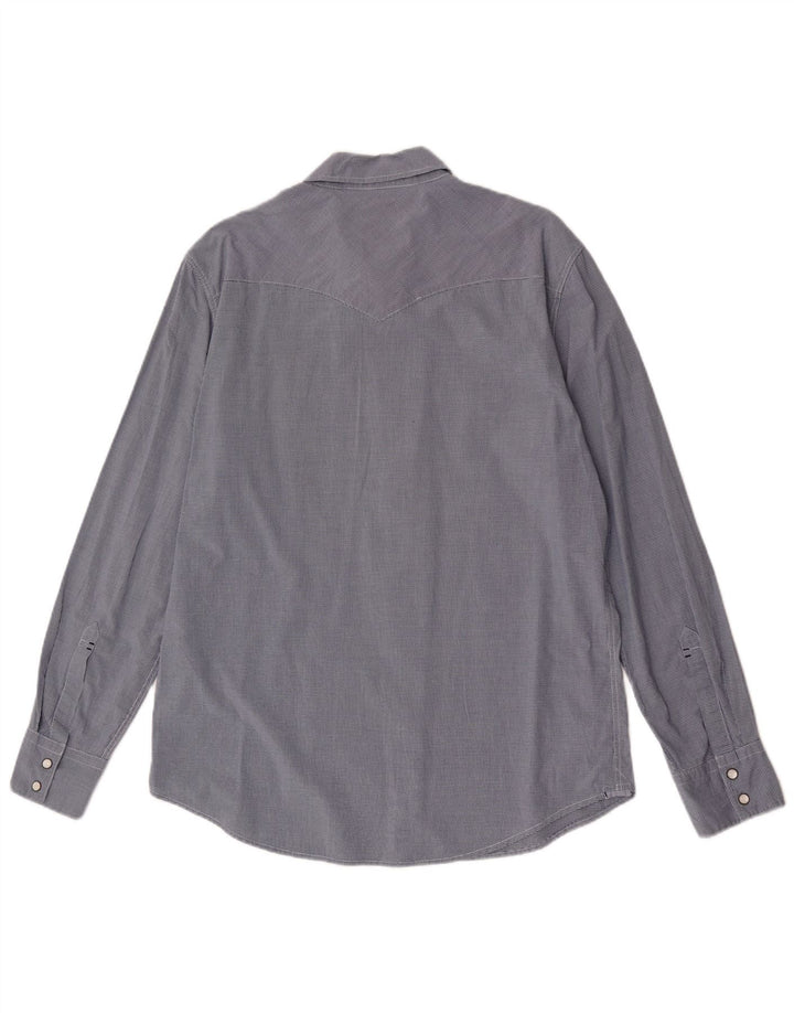 Levi's Mens Slim Fit Shirt Large Navy Blue Gingham Cotton