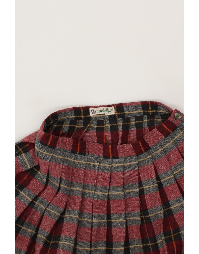 VINTAGE Womens Knife Pleated Skirt W24 XS Burgundy Check Vintage Vintage and Second-Hand Vintage from Messina Hembry 