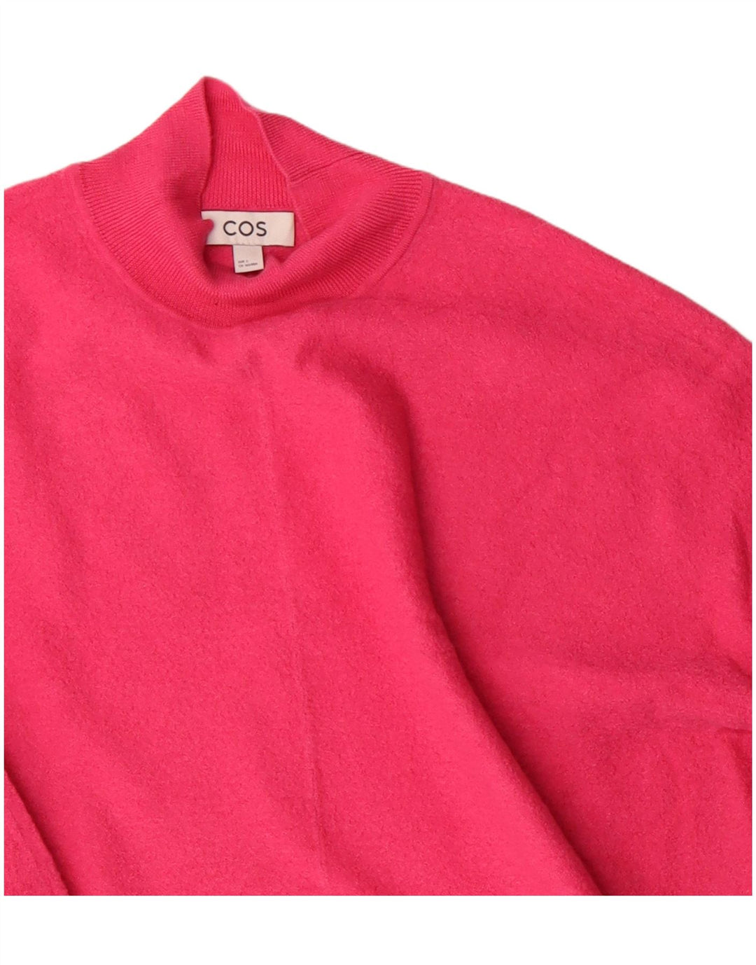 Cos Womens Crop Oversized Turtle Neck Jumper Sweater UK 10 Small Pink Wool