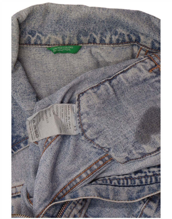 United Colors of Benetton Womens Crop Denim Jacket UK 6 XS Blue Classic