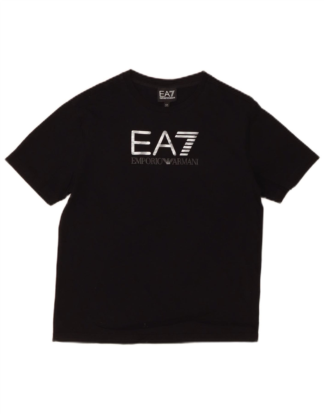 EMPORIO ARMANI Boys Graphic T-Shirt Top 11-12 Years Black Cotton