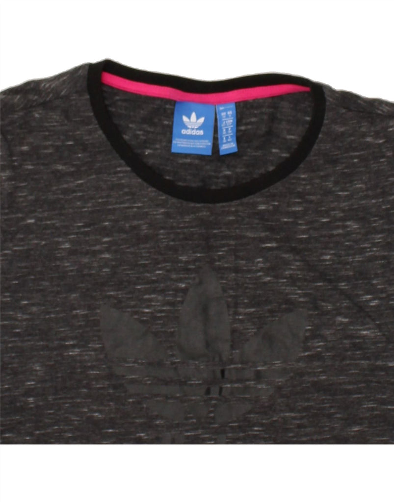 ADIDAS Womens Graphic T-Shirt Top UK 10 Small Black Flecked | Vintage Adidas | Thrift | Second-Hand Adidas | Used Clothing | Messina Hembry 