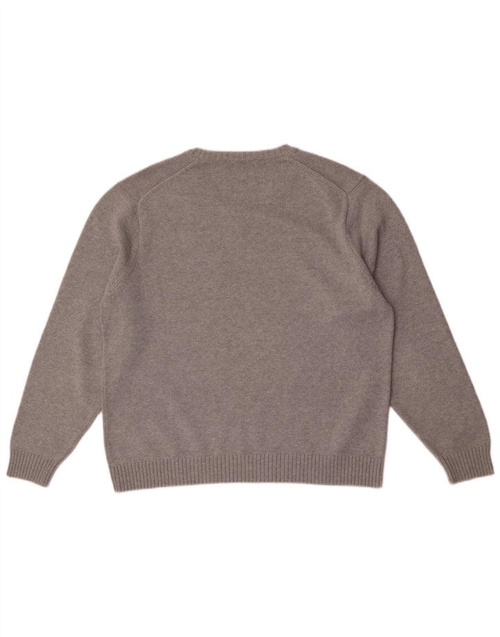 Marks & Spencer Mens Blue Harbour V-Neck Jumper Sweater UK 41/43 Large Grey