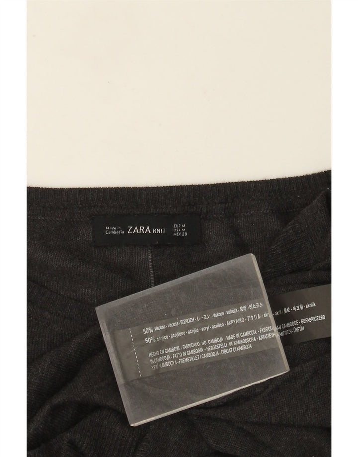 ZARA Womens Boat Neck Jumper Sweater UK 14 Medium Grey Viscose