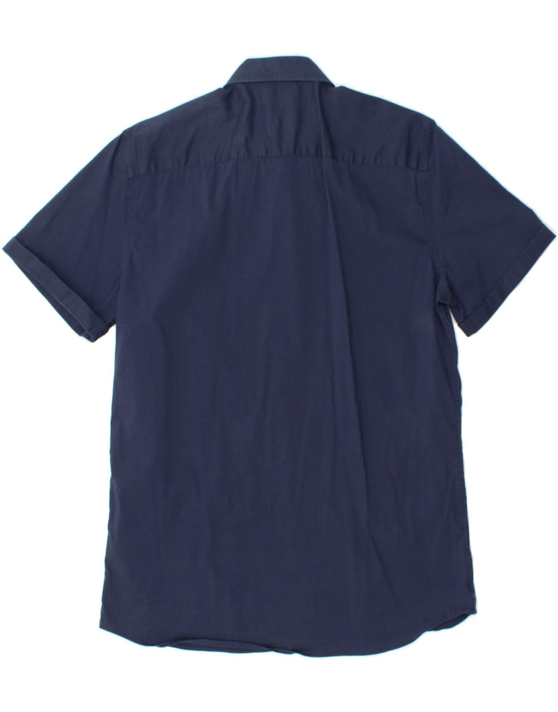 ZARA Mens Slim Fit Short Sleeve Shirt Large Navy Blue Cotton Vintage Zara and Second-Hand Zara from Messina Hembry 