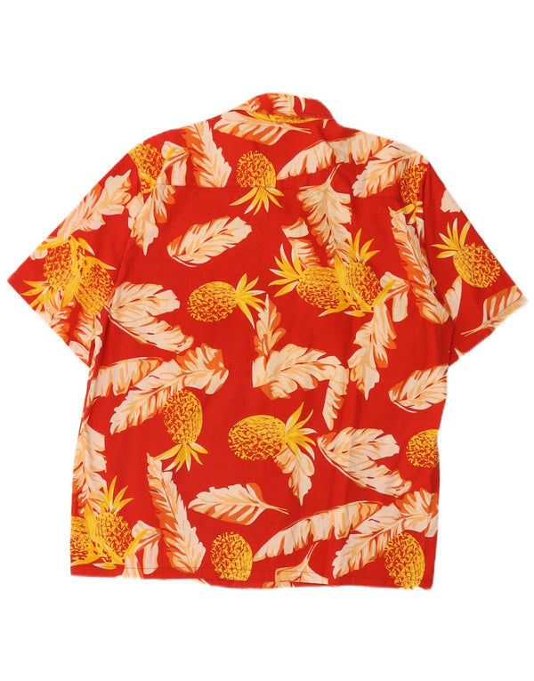 Stefano Mens Short Sleeve Shirt XL Red Floral Cotton