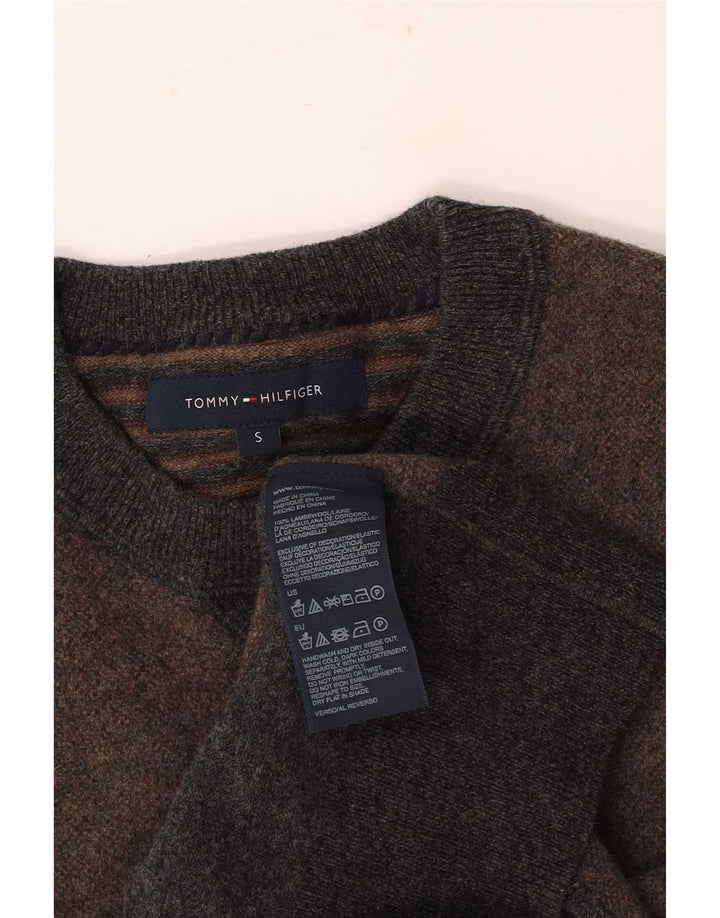 Tommy Hilfiger Mens Crew Neck Jumper Sweater Small Grey Colourblock