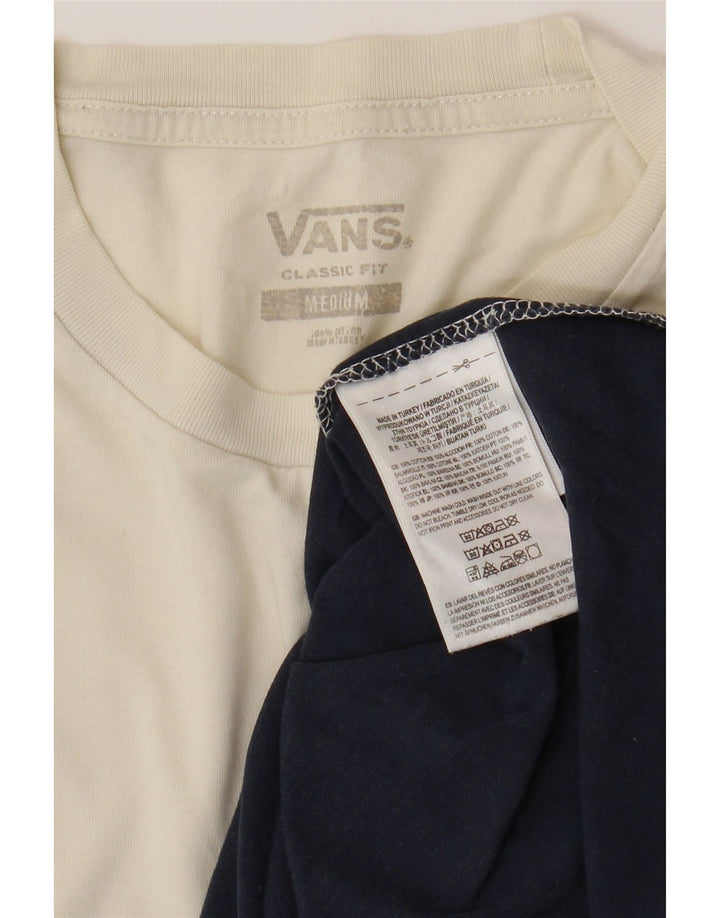 VANS Mens Classic Fit T-Shirt Top Medium White Colourblock