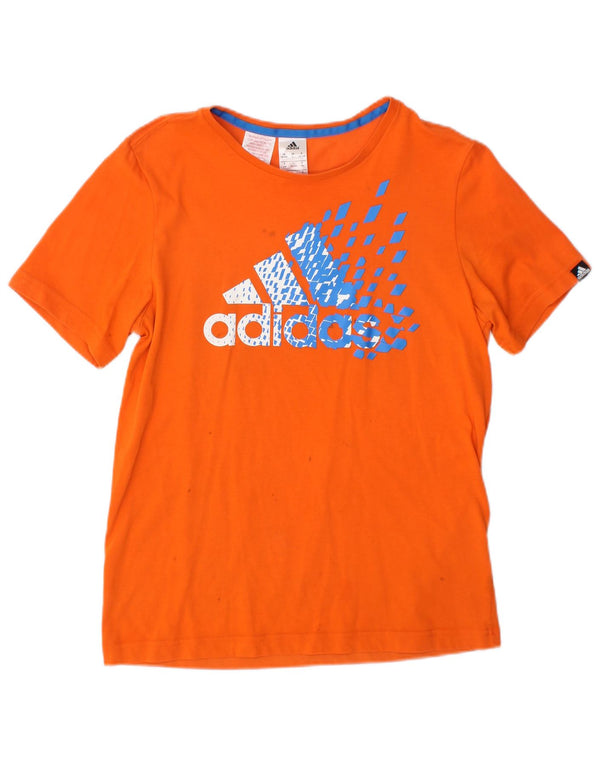 Adidas Boys Graphic T-Shirt Top 13-14 Years Orange Cotton