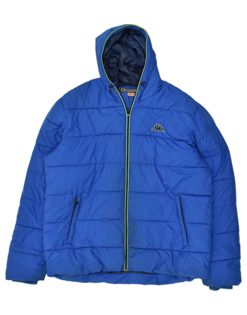 KAPPA Mens Hooded Padded Jacket UK 44 2XL Blue Polyester Vintage Kappa and Second-Hand Kappa from Messina Hembry 