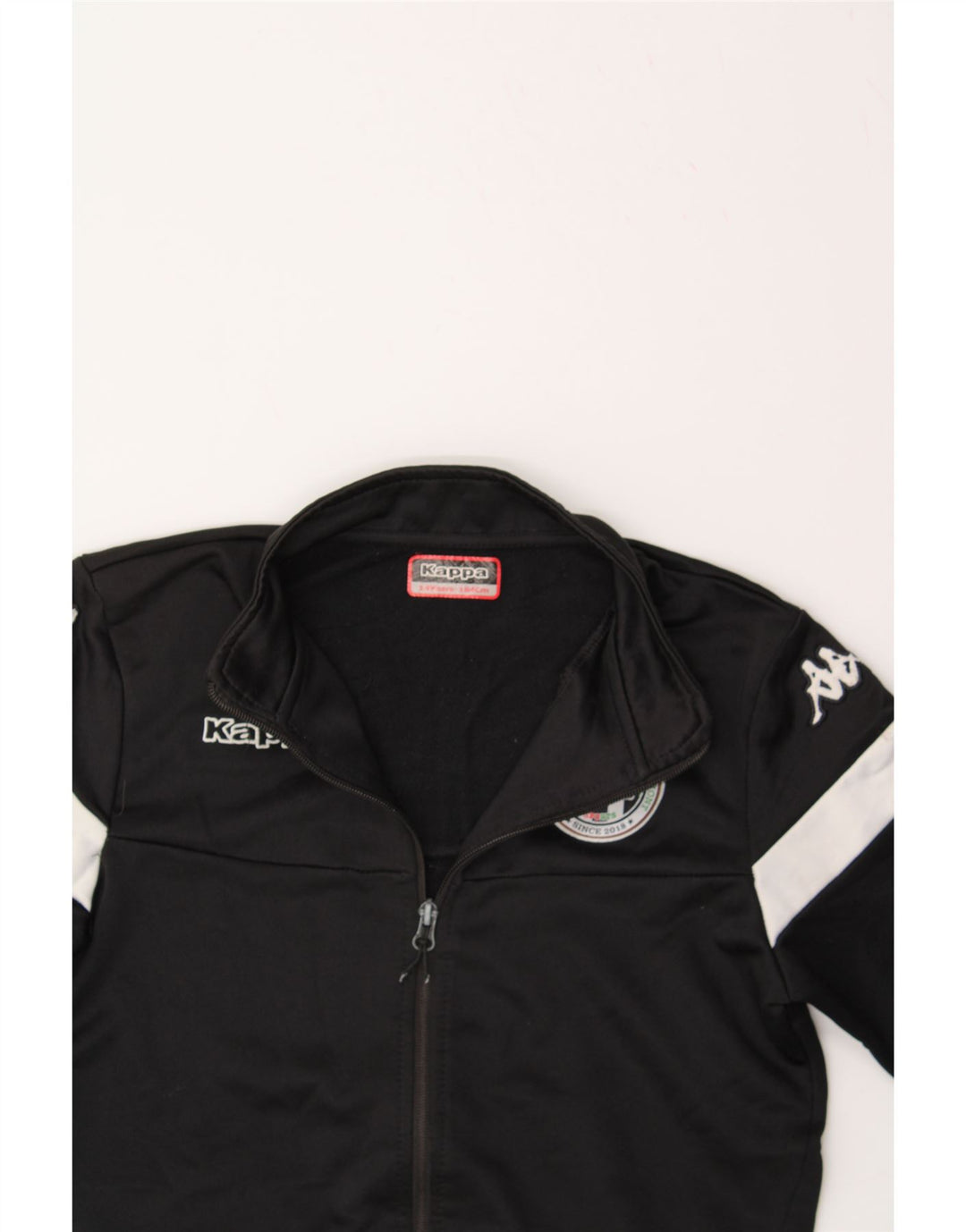 KAPPA Boys Graphic Tracksuit Top Jacket 13-14 Years Black Colourblock Vintage Kappa and Second-Hand Kappa from Messina Hembry 