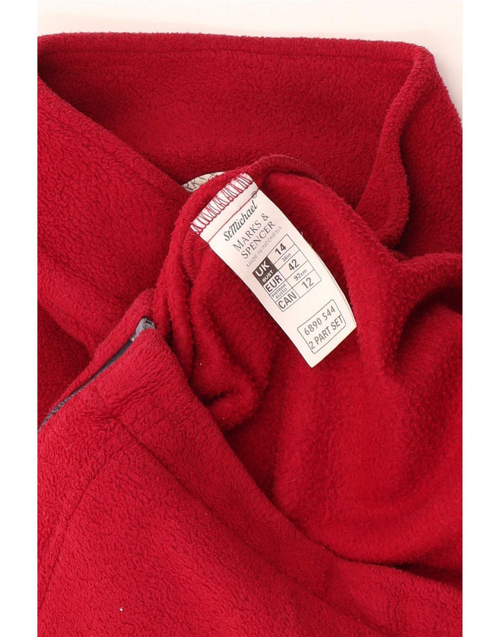 Marks & Spencer Womens Oversized Fleece Jacket UK 14 Large Red Polyester