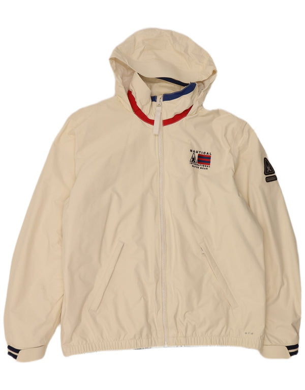 Gaastra Mens Hooded Rain Jacket UK 46 3XL Off White Nylon