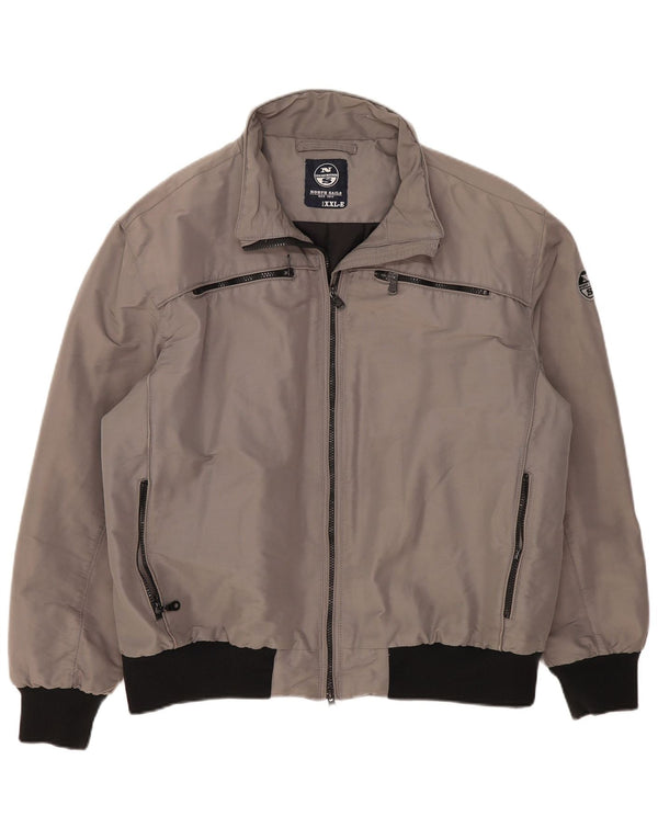 North Sails Mens Bomber Jacket UK 44 2XL Grey Colourblock Polyester