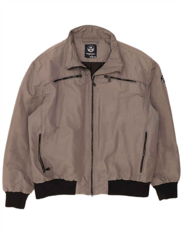 North Sails Mens Bomber Jacket UK 44 2XL Grey Colourblock Polyester