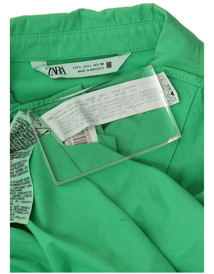 ZARA Womens Oversized Shirt UK 16 Large Green Cotton