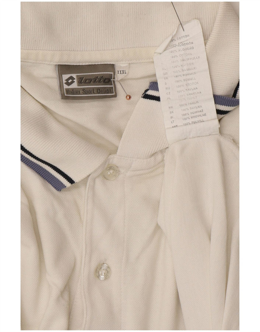 LOTTO Mens Polo Shirt 3XL White Cotton