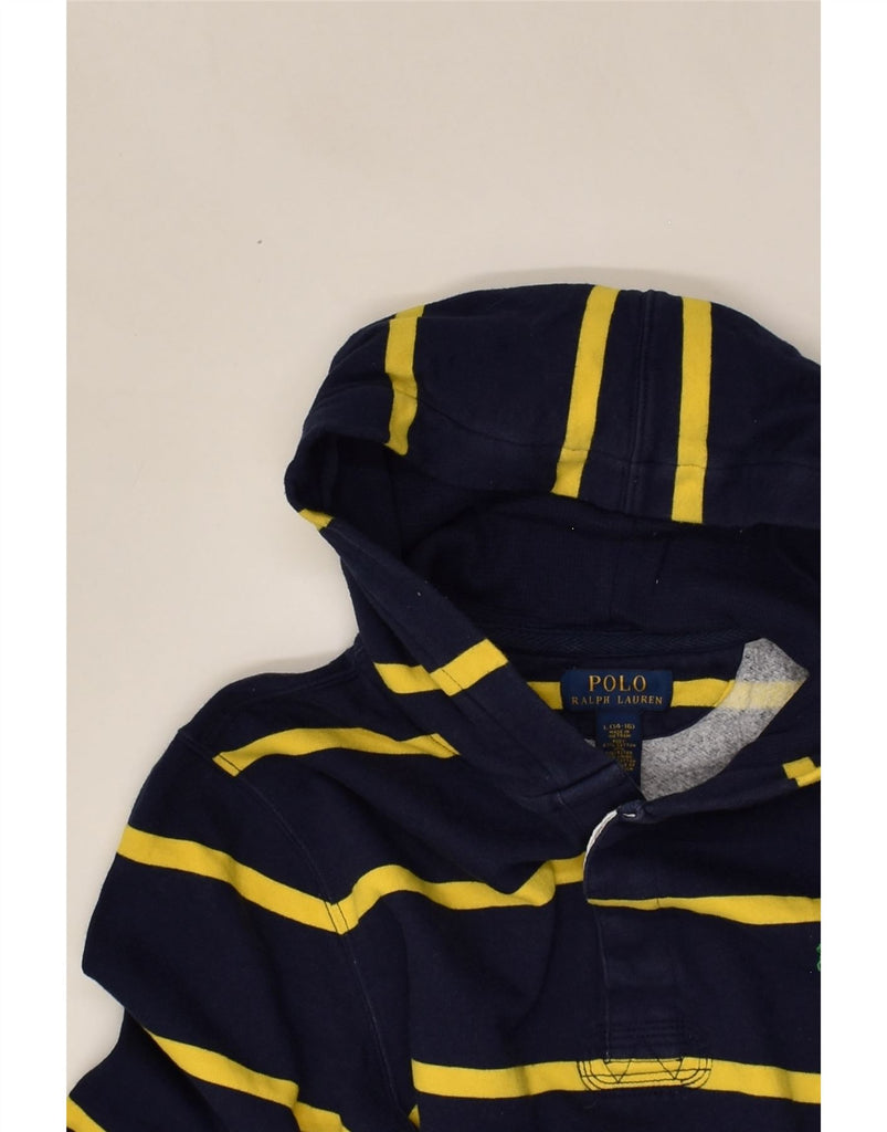 POLO RALPH LAUREN Boys Hoodie Jumper 14-15 Years Large Navy Blue Striped | Vintage Polo Ralph Lauren | Thrift | Second-Hand Polo Ralph Lauren | Used Clothing | Messina Hembry 