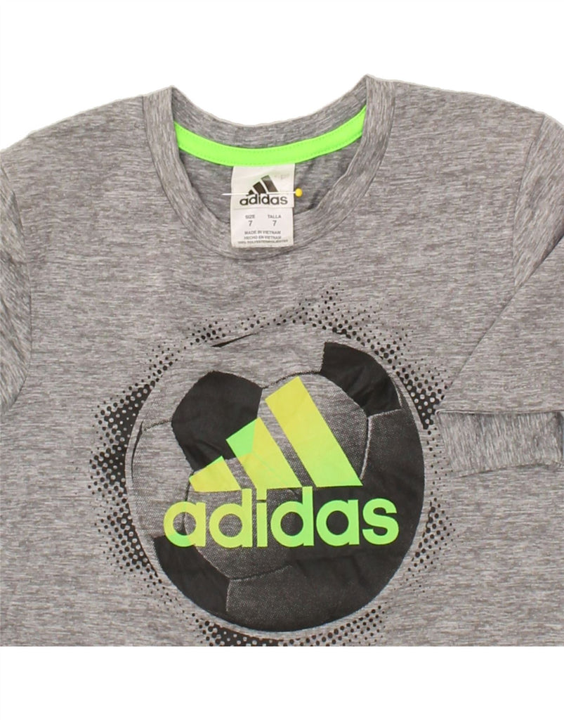 ADIDAS Boys Graphic T-Shirt Top 6-7 Years Grey Cotton | Vintage Adidas | Thrift | Second-Hand Adidas | Used Clothing | Messina Hembry 