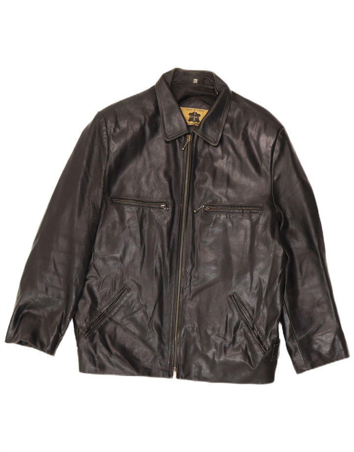 Vintage Mens Leather Jacket UK 36 Small Black Leather