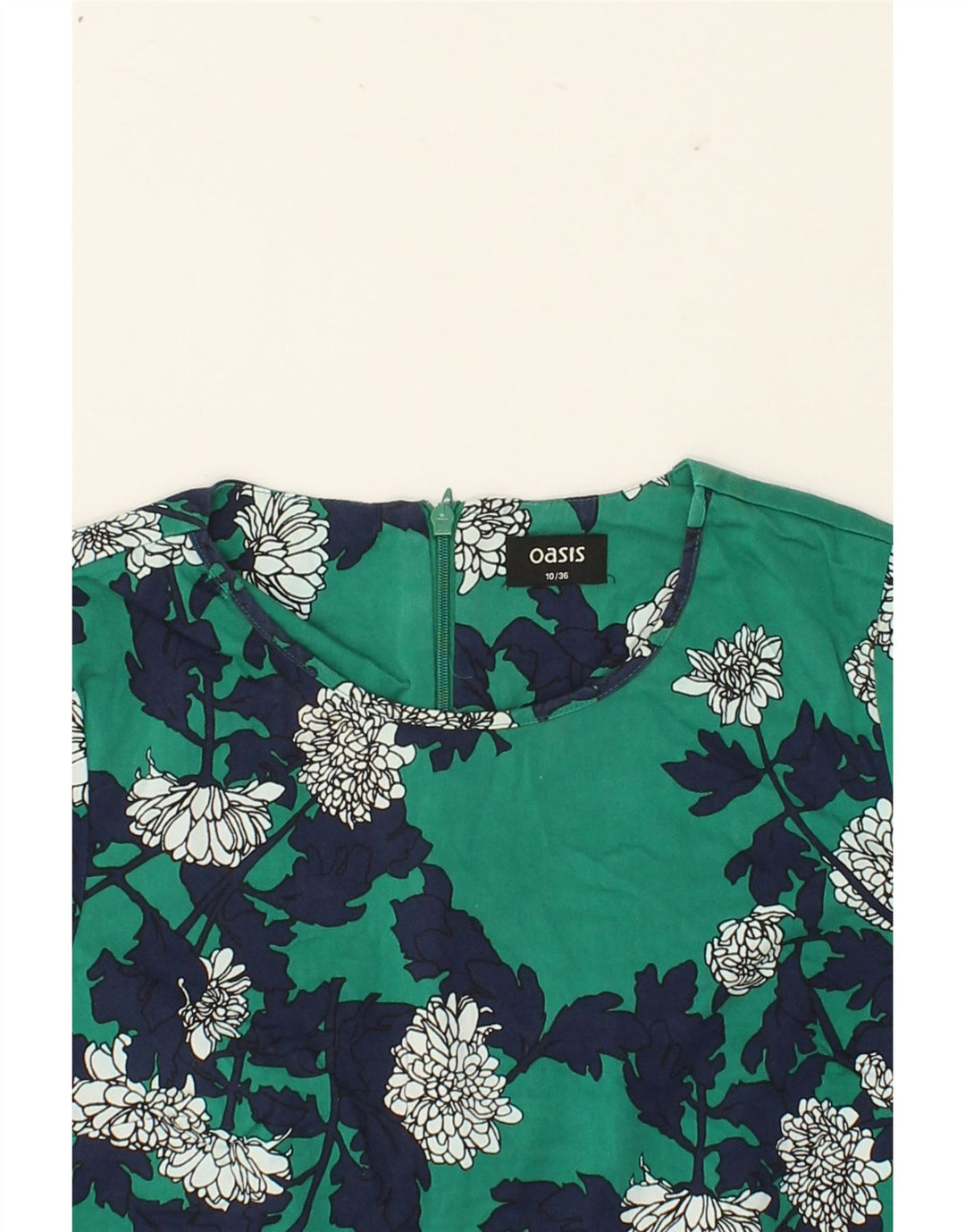 OASIS Womens Blouse Top UK 10 Small  Green Floral Cotton Vintage Oasis and Second-Hand Oasis from Messina Hembry 