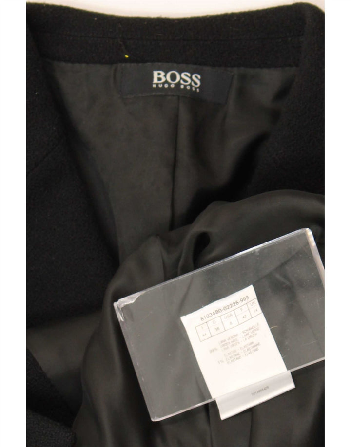 Hugo Boss Womens 3 Button Blazer Jacket UK 14 Medium  Black Virgin Wool