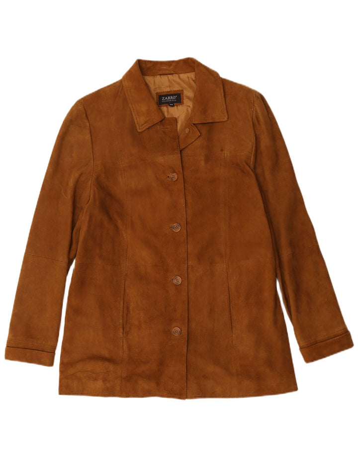 Zarro Womens Suede Jacket IT 44 Medium Brown Leather