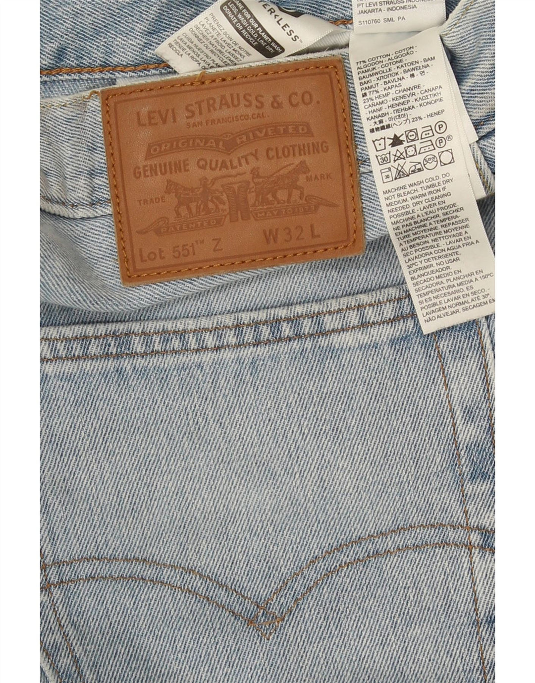 Levi's Mens 551 Straight Jeans W32 L28 Blue Cotton