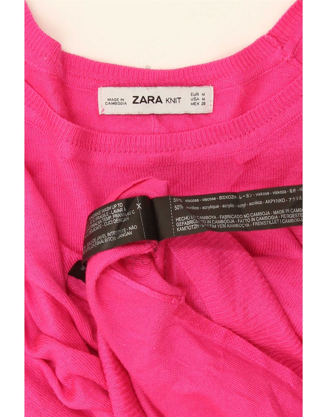 Zara Womens Oversized Boat Neck Jumper Sweater UK 14 Medium Pink Viscose