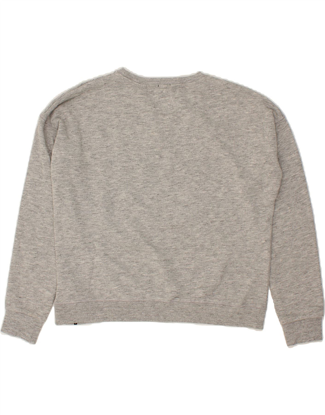 SUPERDRY Womens Graphic Sweatshirt Jumper UK 14 Medium Grey Flecked Vintage Superdry and Second-Hand Superdry from Messina Hembry 