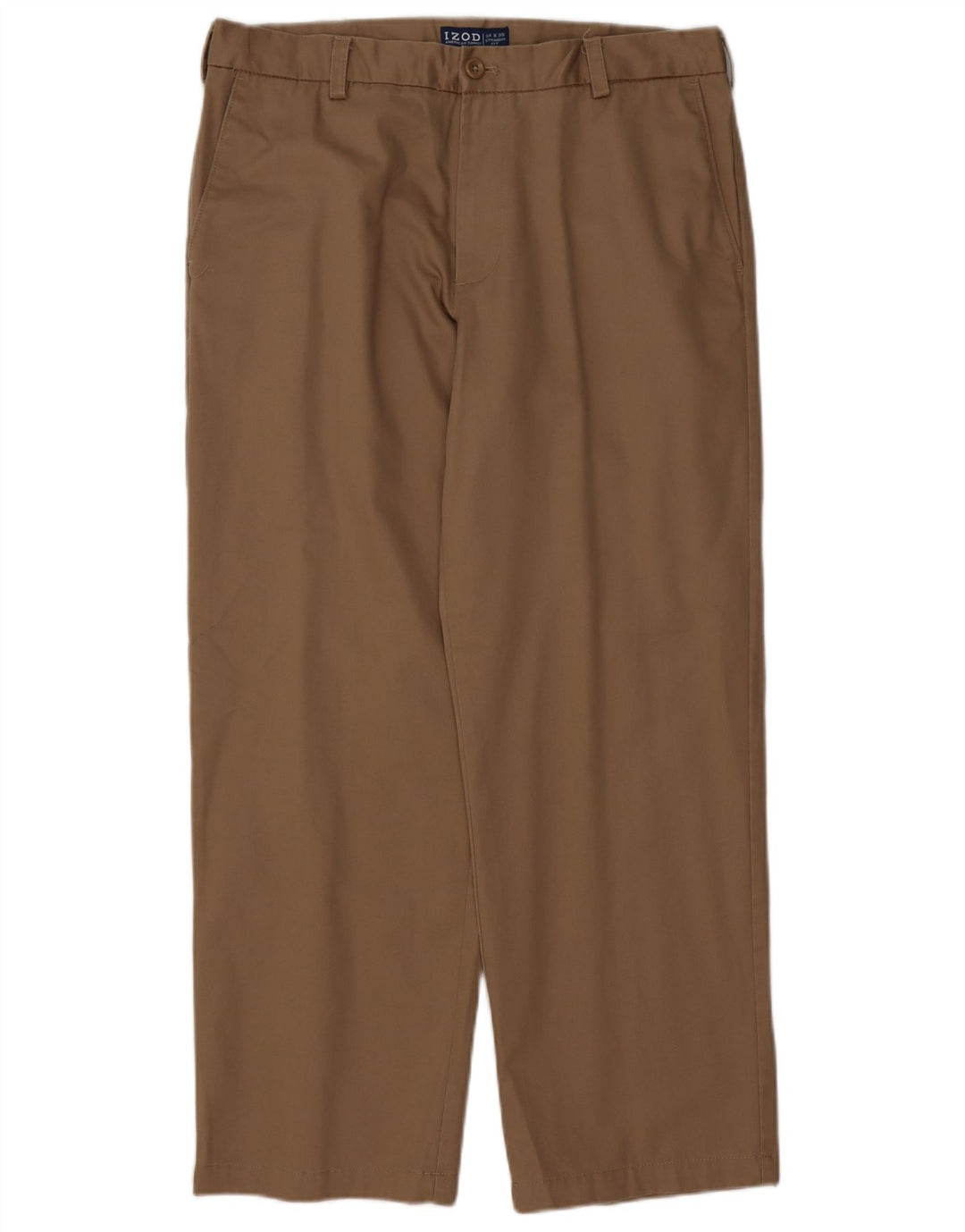 IZOD Mens Straight Chino Trousers W3 L30  Brown Cotton