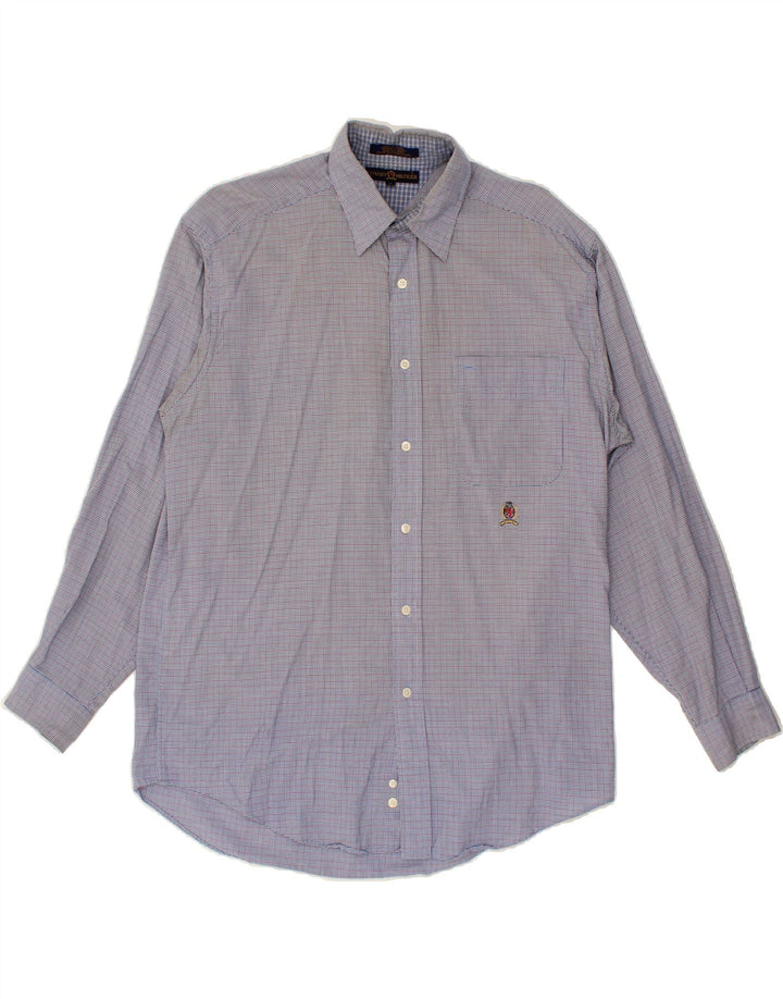 TOMMY HILFIGER Mens Shirt Medium Blue Houndstooth Cotton Vintage Tommy Hilfiger and Second-Hand Tommy Hilfiger from Messina Hembry 