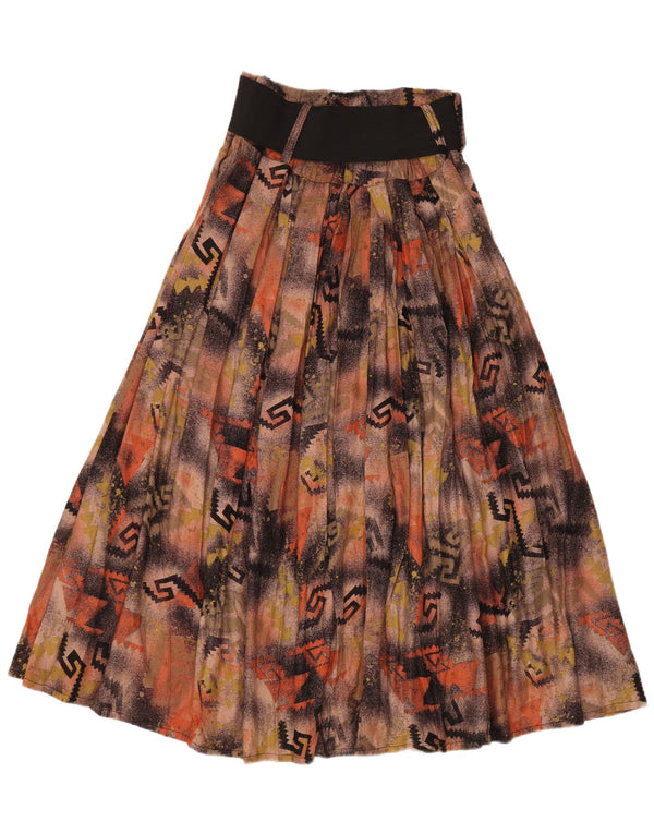 Vintage Womens Maxi High Waist Flared Skirt W28 Medium Brown Patchwork