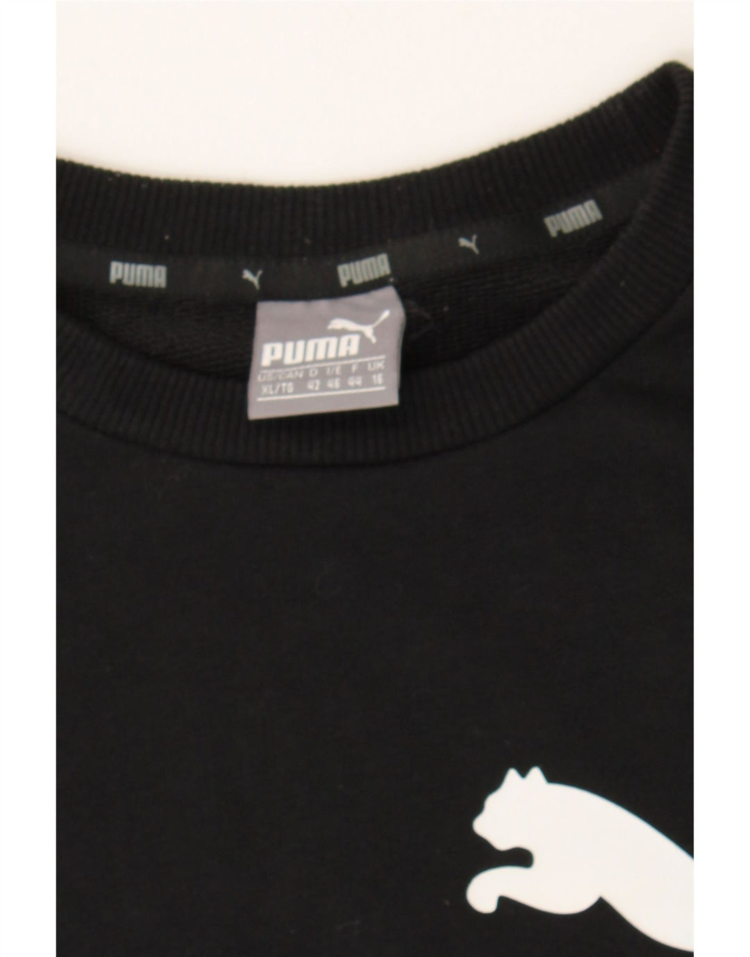PUMA Womens Graphic Sweatshirt Jumper UK 16 Large Black Cotton Vintage Puma and Second-Hand Puma from Messina Hembry 