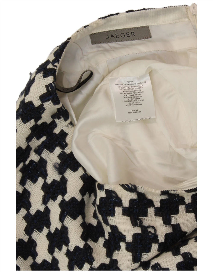 JAEGER Womens Pencil Skirt UK 8 Small W27 Black Houndstooth Cotton